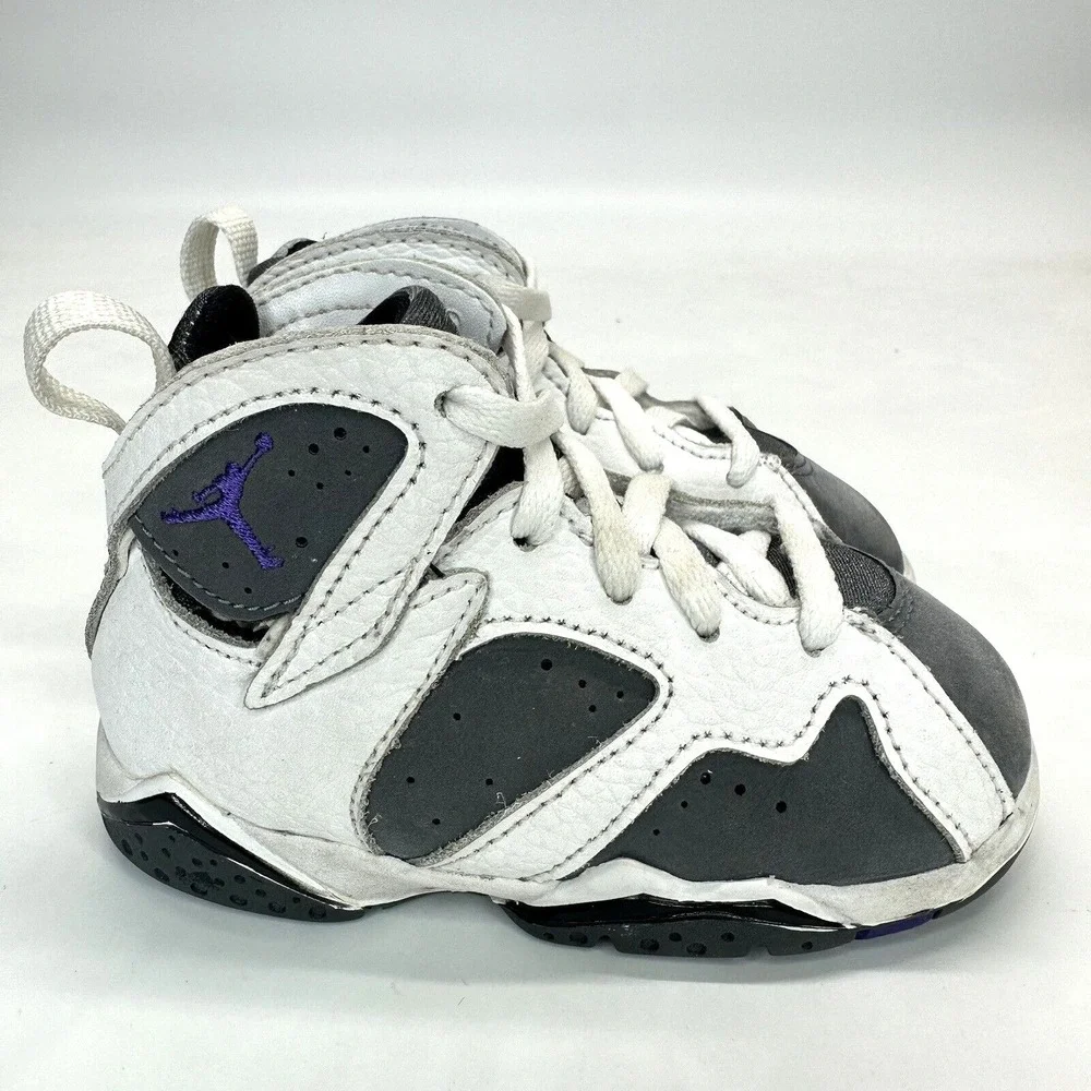 Nike Air Jordan VII 7 Baby Toddler Size 6C‎ Gray White Lace Up DJ2776-100